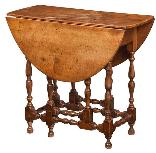 American William and Mary Style Tiger Maple Table