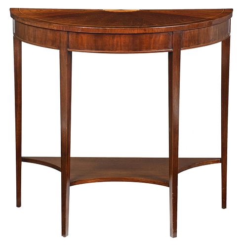 Federal Style Inlaid Walnut Demilune Side Table