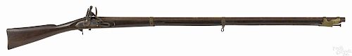 European flintlock musket, approximately .70 caliber, with brass furniture, 44 1/2'' round barrel.