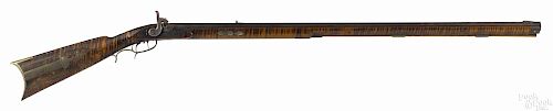 Full stock percussion long rifle, signed Daniels on barrel flat, .45 caliber
