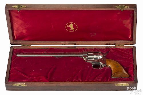 Colt Buntline Commemorative nickel-plated single-action Army revolver, .22 long rifle caliber