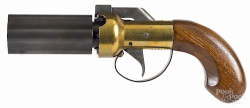 Two percussion handguns, to include a Belgian screw barrel boot pistol, 1 3/4'' barrel