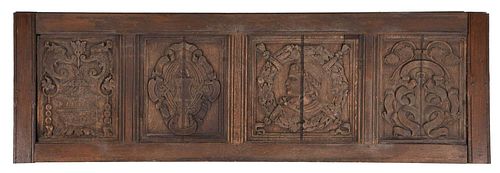 Early Carved Oak Figural Architectural Panel