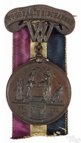 West Virginia Honorably Discharged Civil War medal, late 19th c., inscribed Peter B. Haught Co