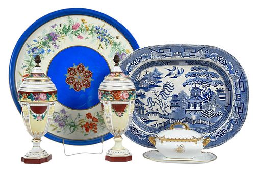 Five Pieces of English and French Porcelain