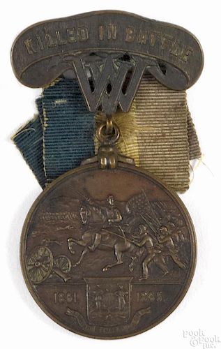 West Virginia Killed in Battle Civil War medal, late 19th c., inscribed Abrm W. Miller