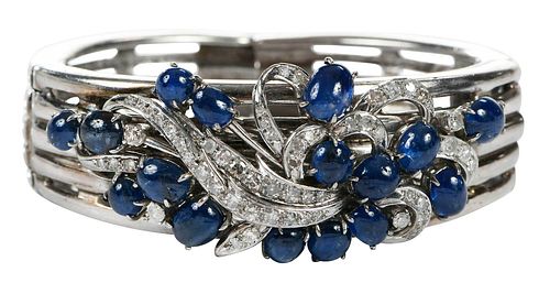 14kt., Silver, Sapphire, and Diamond Bracelet