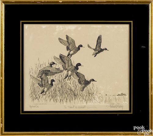 Richard E. Bishop (American 1887-1975), signed etching, titled Up and On