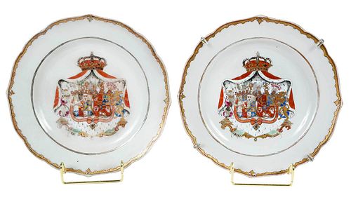 Two Prince of Anhalt Export Armorial Plates 
