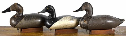 Two R. Madison Mitchell carved and painted canvasback hen decoys, signed, one dated 1940