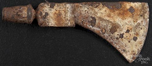 Native American iron pipe ax, excavated, 7'' l.