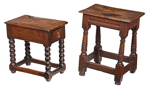 Two Early British Oak Joint Stools