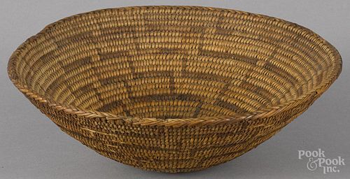 Native American Indian Pima coiled basketry bowl, early 20th c., 3 1/4'' h., 9 1/2'' dia.