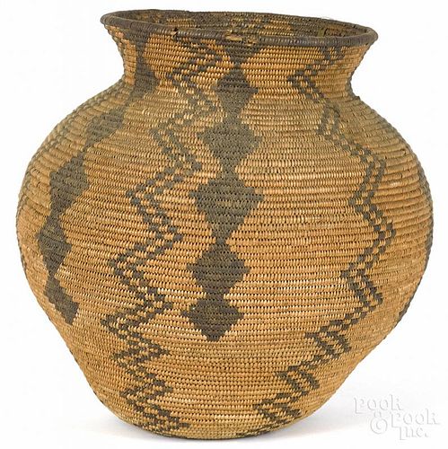Southwest Native American basketry olla, early 20th c., 11 1/4'' h.