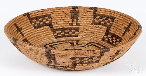 Apache coiled basketry bowl, early 20th c., 2 3/4'' h., 10 3/4'' dia. Provenance: DeHoogh Gallery