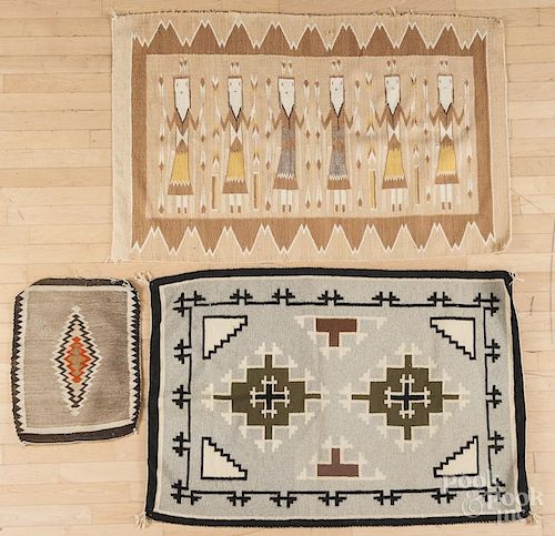 Three Native American Indian weavings, 20th c., largest - 51'' x 33''.