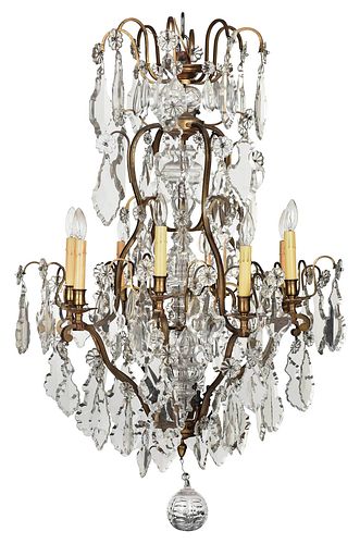 Venetian Style Brass and Crystal Chandelier