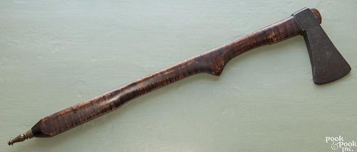 Native American pipe tomahawk, 20th c., with a tiger maple handle, 20 1/4'' l.