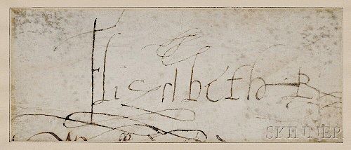 Elizabeth I, Queen of England (1533-1603) Clipped Signature.