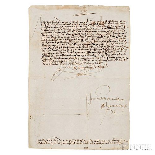Ferdinand V, King of Spain (1452-1516) Document Signed, January 1515.