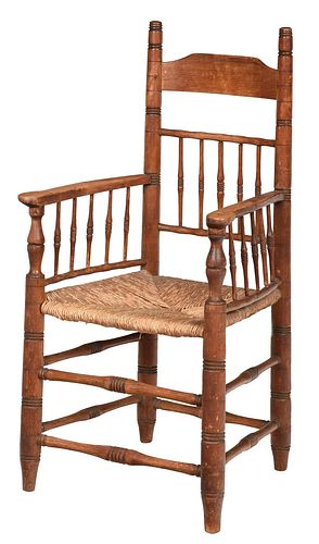 Early Virginia Turned and Rush Seat Armchair