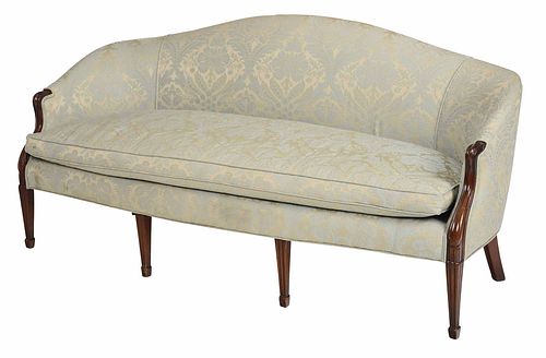 Hepplewhite Style Upholstered Mahogany Sofa