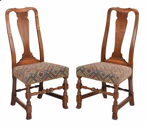 Pair American Queen Anne Side Chairs