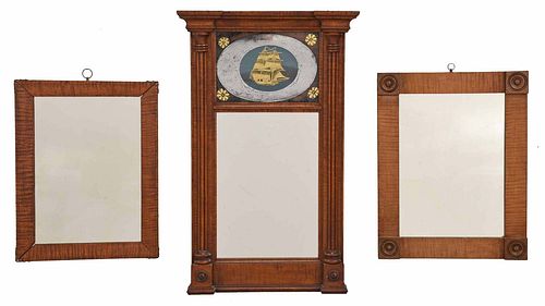 Group of Three American Tiger Maple Mirrors