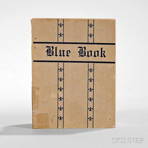 Blue Book,   [Directory and Guide to Prostitutes in the Sporting District of New Orleans].