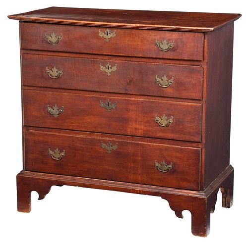 New England Figured Maple Four Drawer Chest
