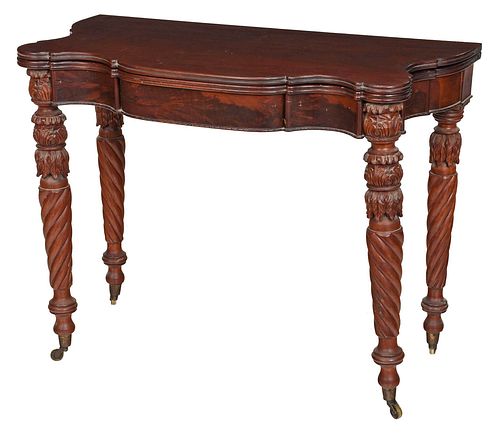 Massachusetts Federal Carved Mahogany Games Table