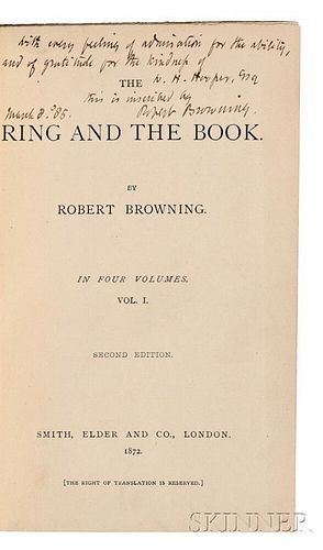 Browning, Robert (1812-1889) The Ring and the Book, Author's Presentation Copy.
