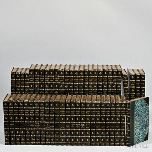 Decorative Bindings, Fifty-five Volumes, William Makepeace Thackeray (1811-1863) The Works.