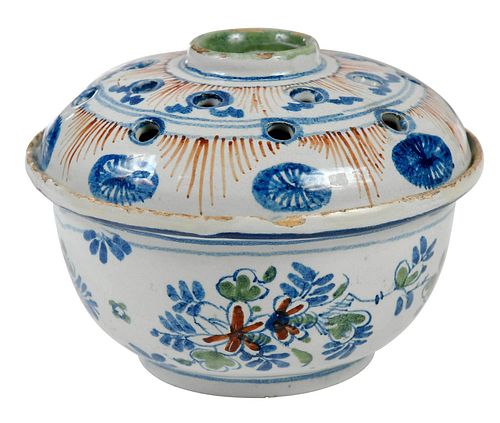 English Delftware Polychrome Flower Bowl