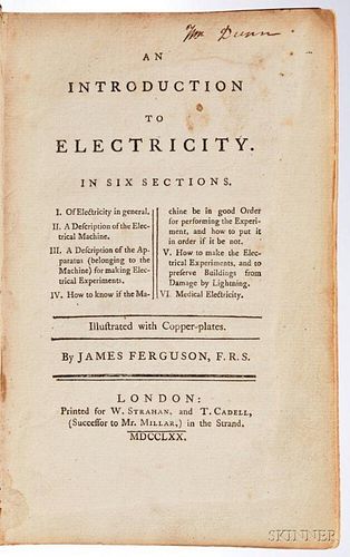 Ferguson, James (1710-1776) An Introduction to Electricity.
