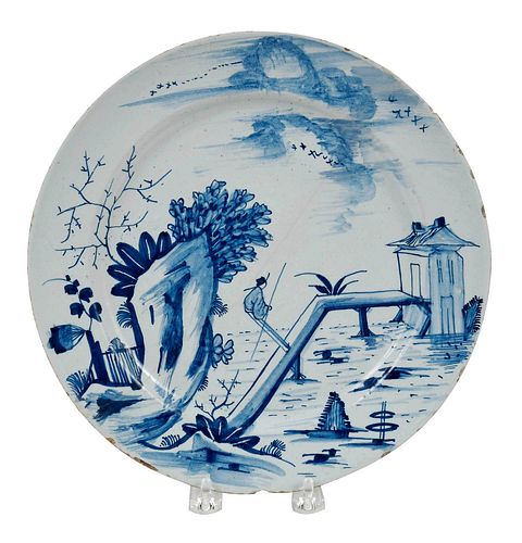 English Delftware Blue and White Plate