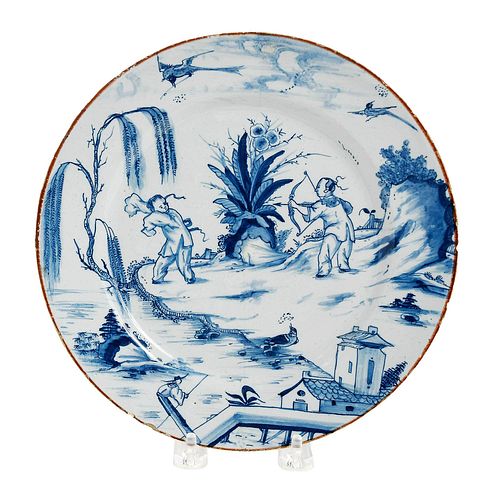 English Delftware Blue and White Plate