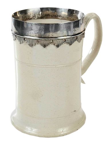 An English White Salt Glazed Stoneware Mug