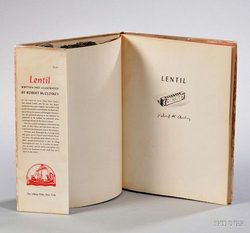McCloskey, Robert (1914-2003) Lentil,   Signed First Edition of McCloskey's First Book, with Dust Jacket.