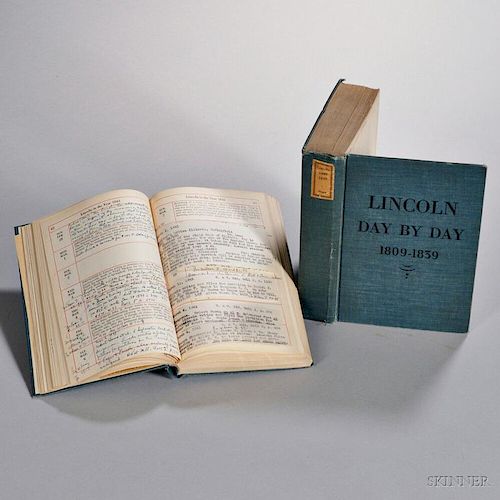 Pratt, Harry E. (1901-1956) Lincoln 1809-1839 [and] 1840-1846, Being the Day-by-Day Activities of Abraham Lincoln. Pratt's Copy, with