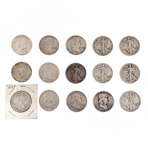 Fifteen US $1/2 Silver Coins