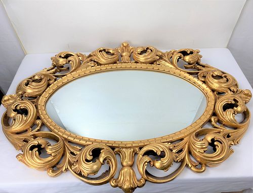 English Gold Color Wood Frame Girandole Mirror