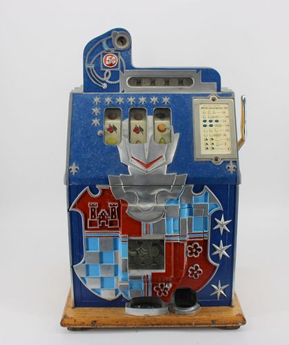 Mills Vintage 5 Cent Slot Machine With Castle