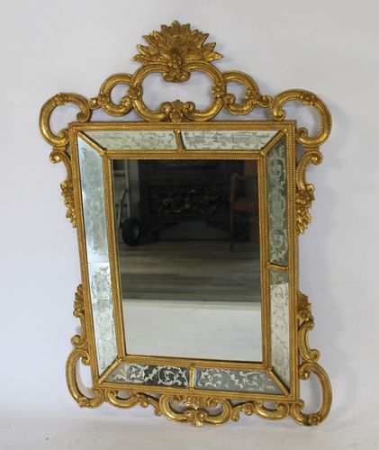 Vintage & Fine Quality Giltwood Mirror With Etched