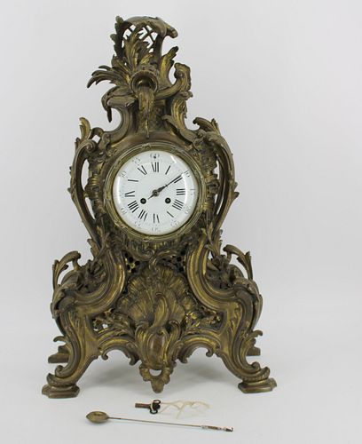 Large French Bronze Louis XV Style Clock.