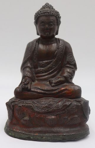Antique Signed Chinese Bronze Seated Buddha.
