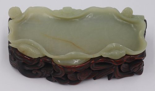 Antique Chinese Carved Celadon Jade Brush