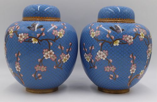 Pair of Chinese Cloisonne Lidded Jars.