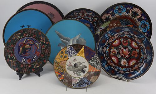 Grouping of (9) Japanese Cloisonne Chargers.
