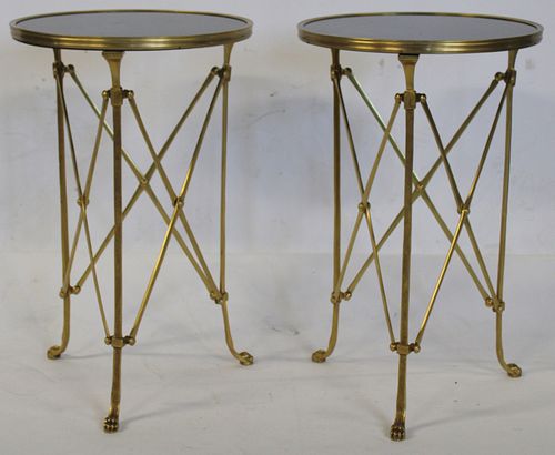 Pair Of Bagues Quality Bronze Gueridon Tables.
